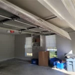 Garage door installation. Garage door is open