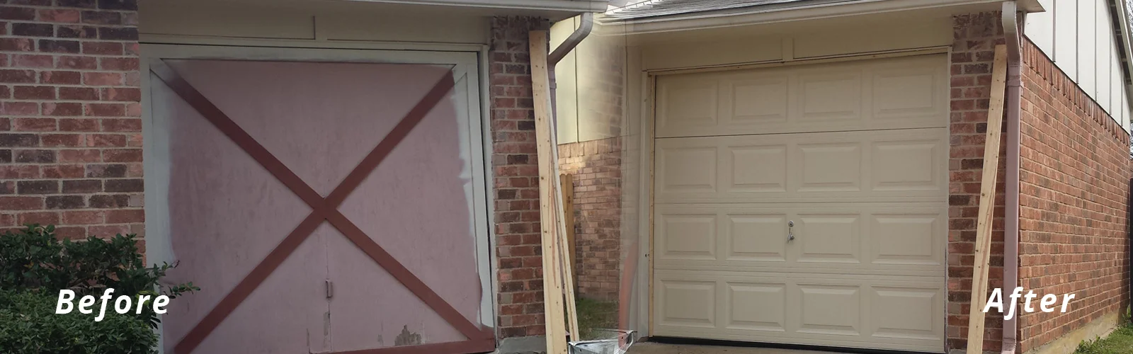 before and after garage door replacement