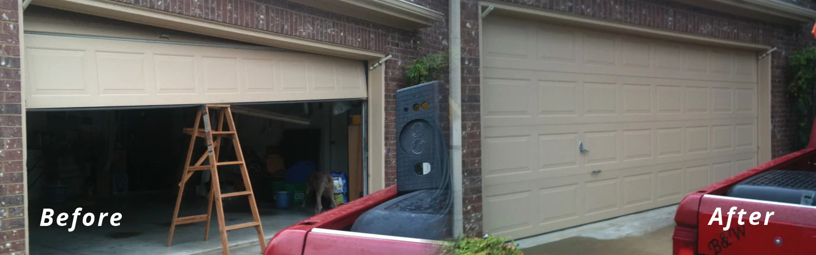 before and after garage door repair and installation